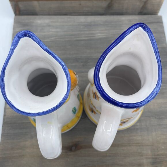 Vintage Pair of Figural Hand Painted Ceramic Milk & Cream Pitchers Made in Italy - Picture 11 of 12